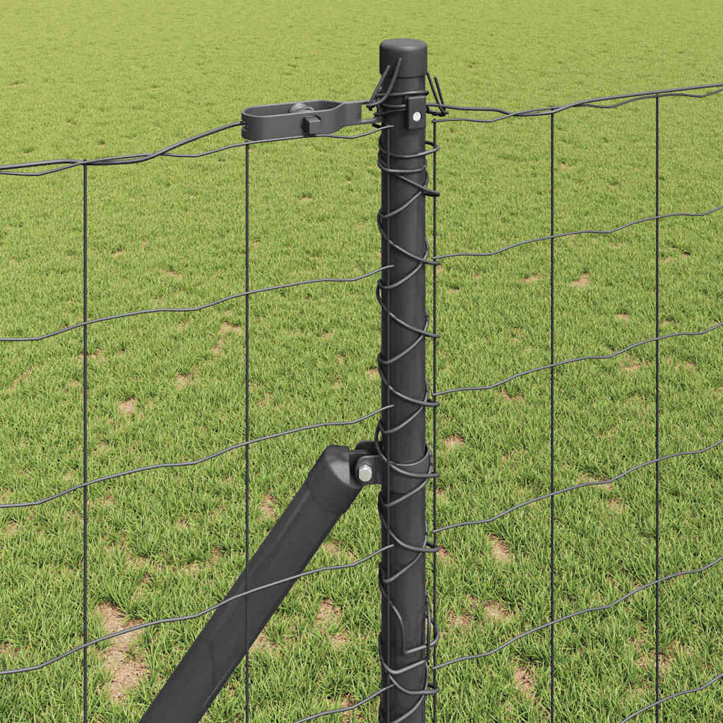 Fence with Posts Grey 1.2 x 10 m Steel