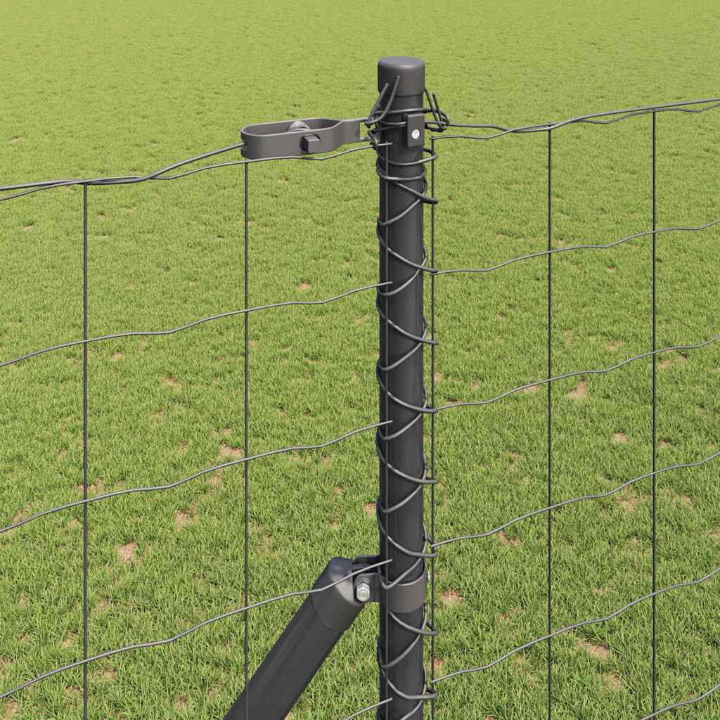 Fence with Posts Grey 1.6 x 10 m Steel
