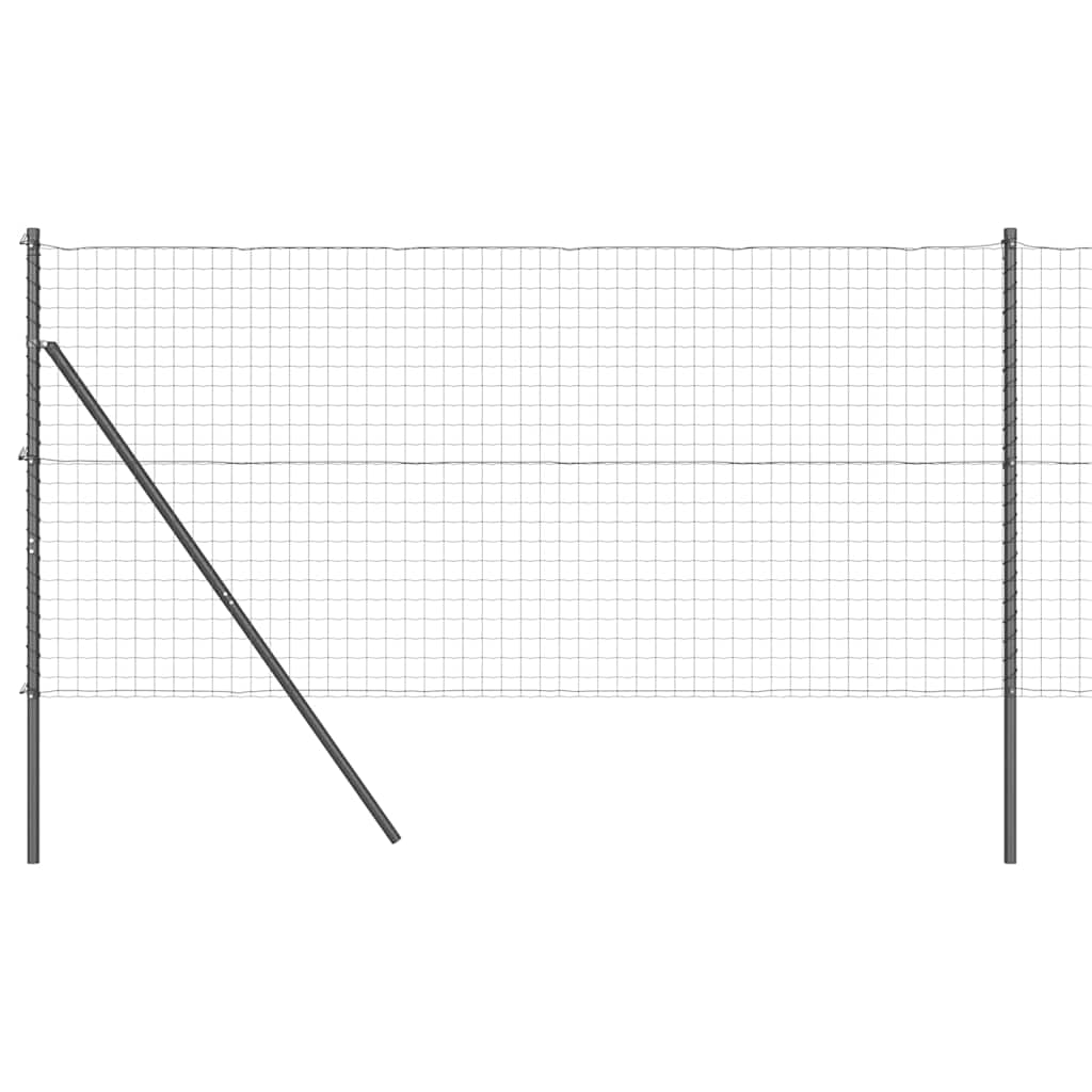 Fence with Posts Grey 1 x 25 m Steel