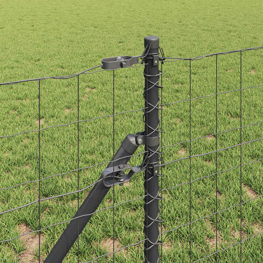 Fence with Posts Grey 0.6 x 25 m Steel