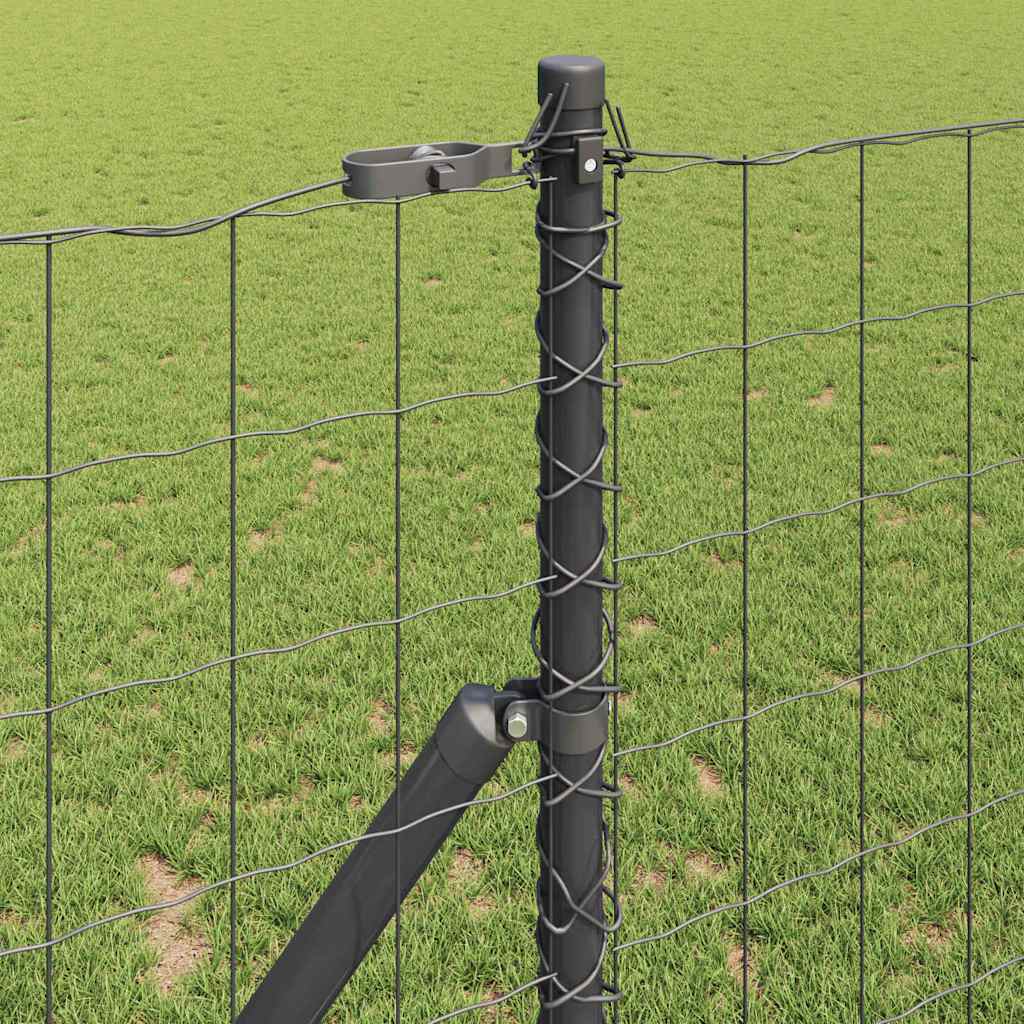 Fence with Posts Grey 1 x 25 m Steel
