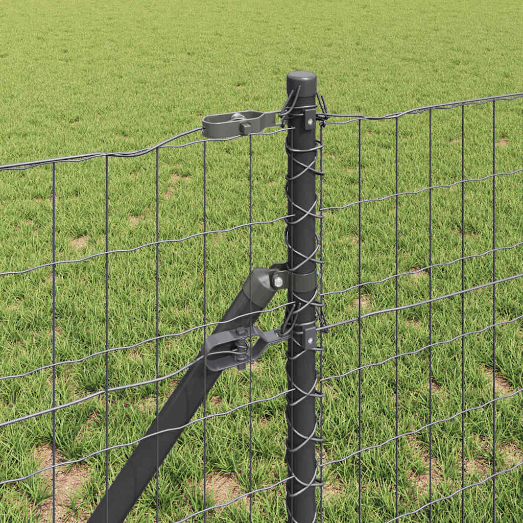 Fence with Posts Grey 0.4 x 50 m Steel