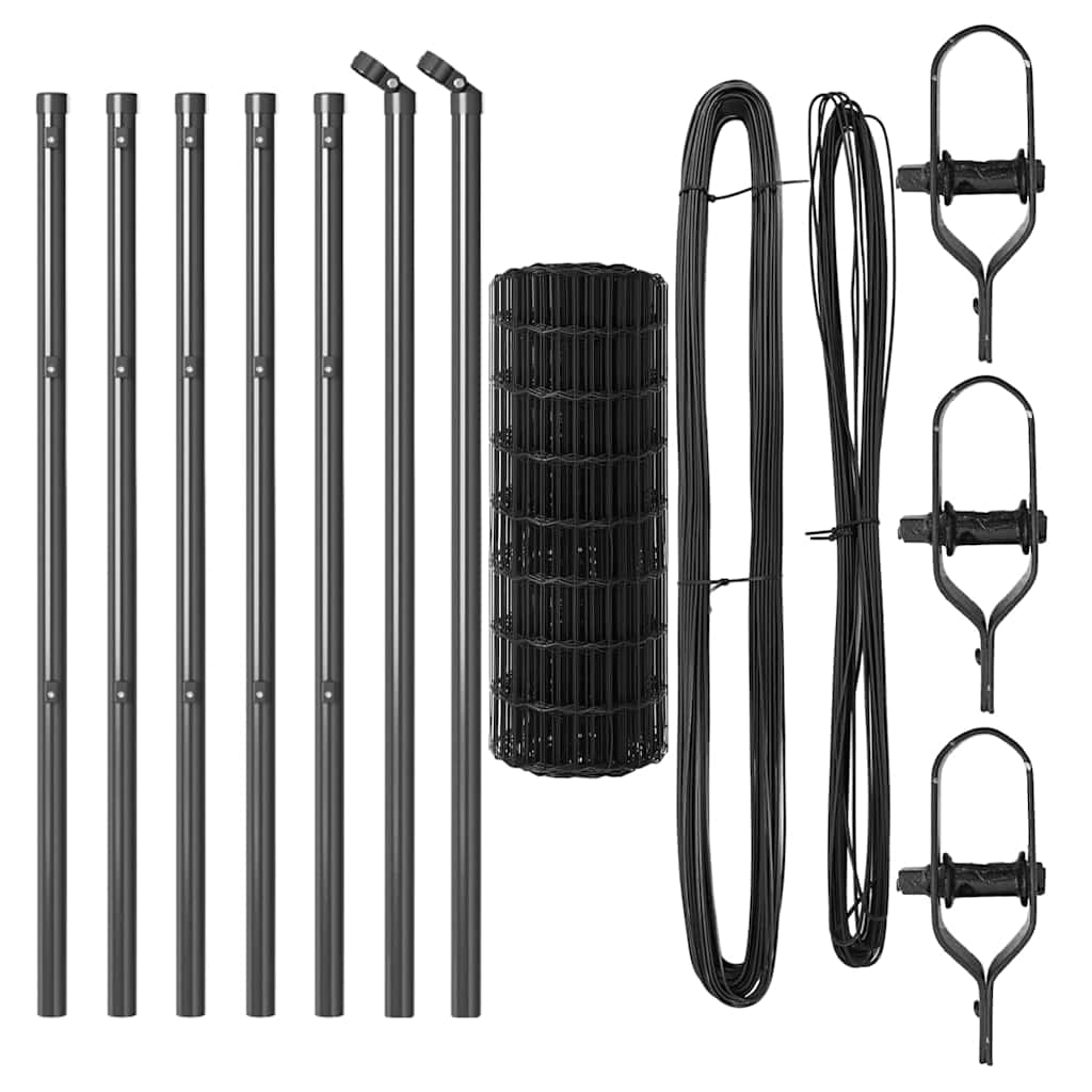 Fence with Posts Grey 0.4 x 50 m Steel