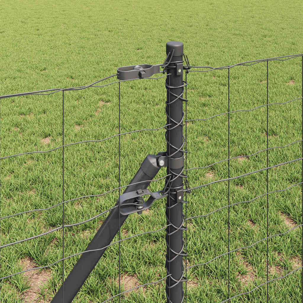 Fence with Posts Grey 0.6 x 50 m Steel
