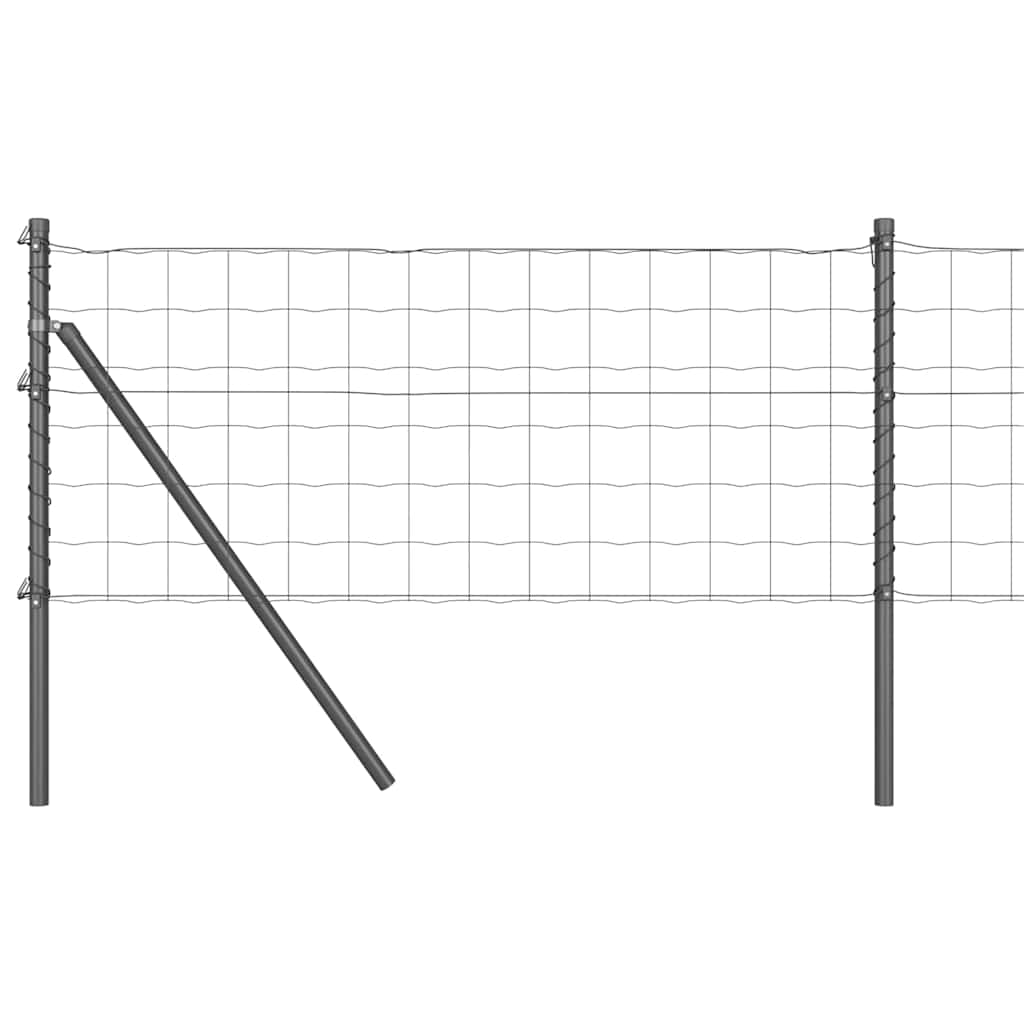 Fence with Posts Grey 0.6 x 50 m Steel