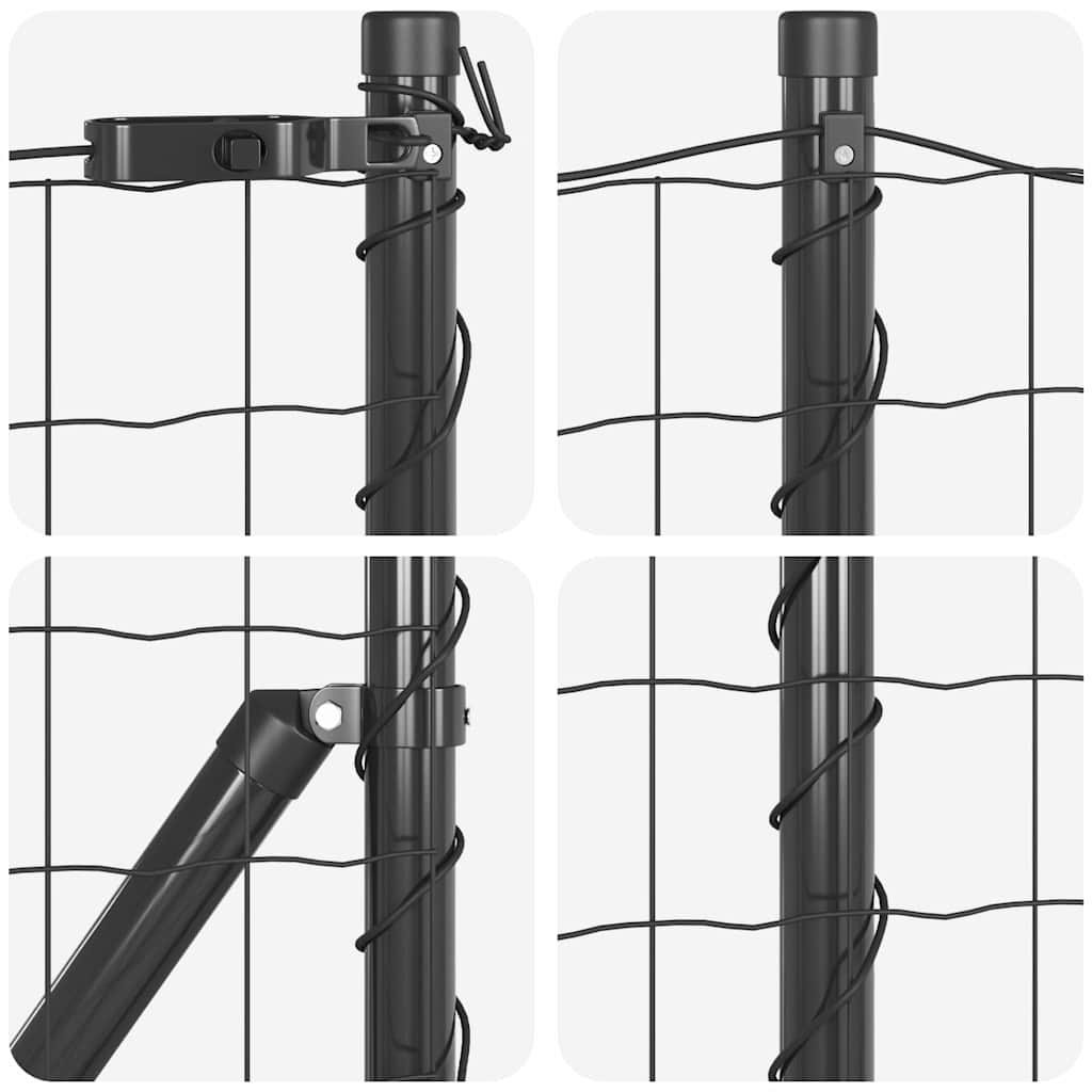 Fence with Posts Grey 0.8 x 10 m Steel