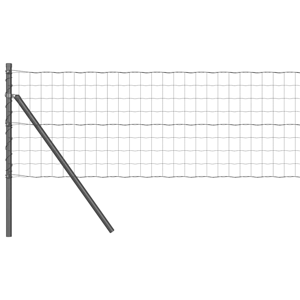 Fence with Posts Grey 0.8 x 10 m Steel