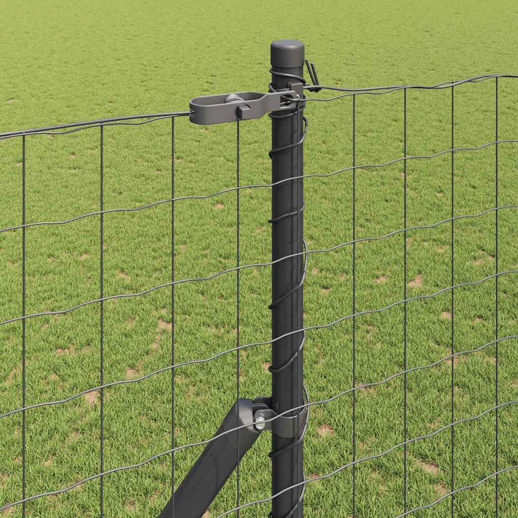Fence with Posts Grey 1.6 x 10 m Steel