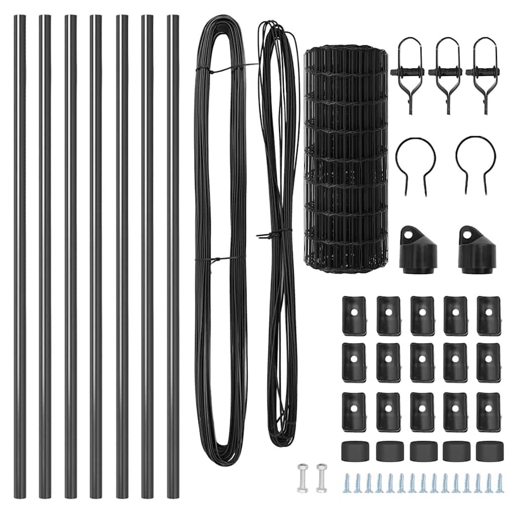 Fence with Posts Grey 0.8 x 25 m Steel