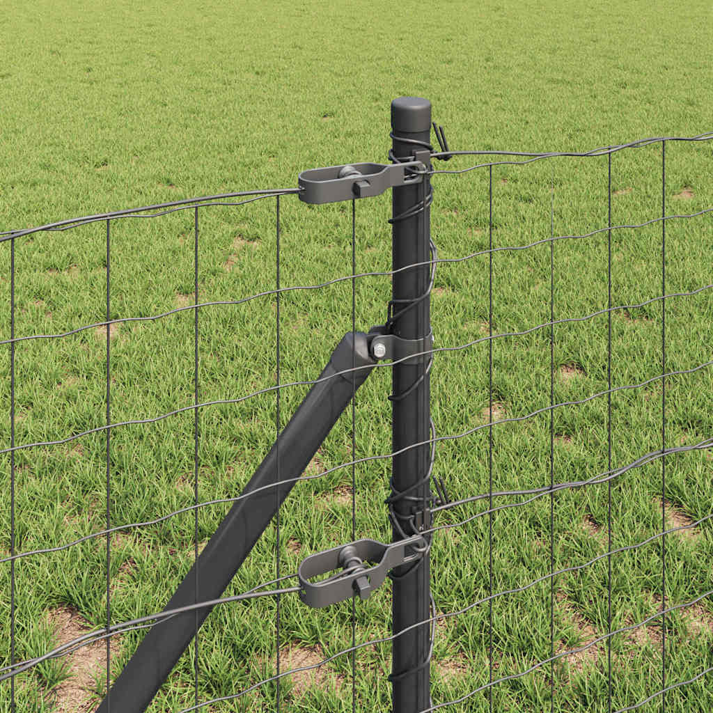 Fence with Posts Grey 0.6 x 50 m Steel