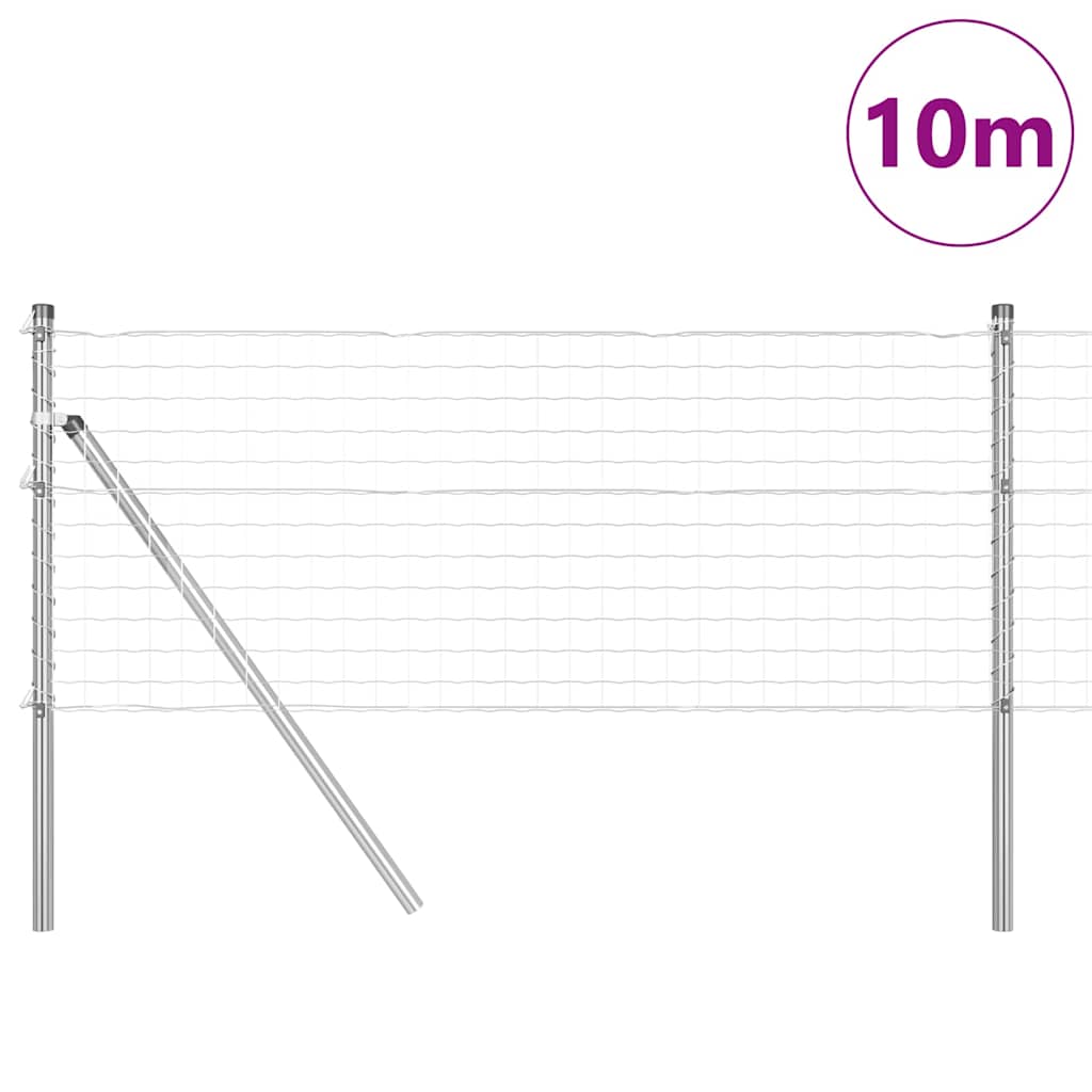 Fence with Posts Silver 0.8 x 10 m Steel