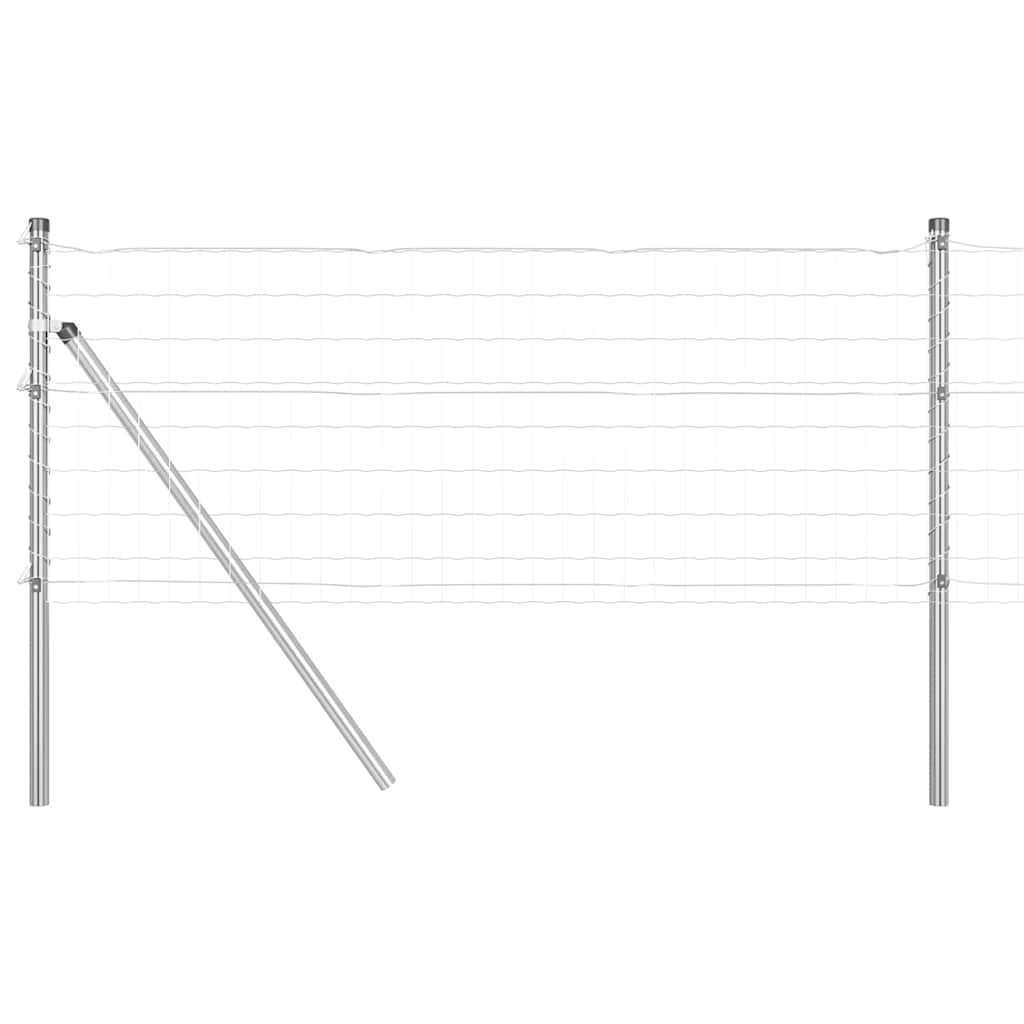 Fence with Posts Silver 0.6 x 10 m Steel