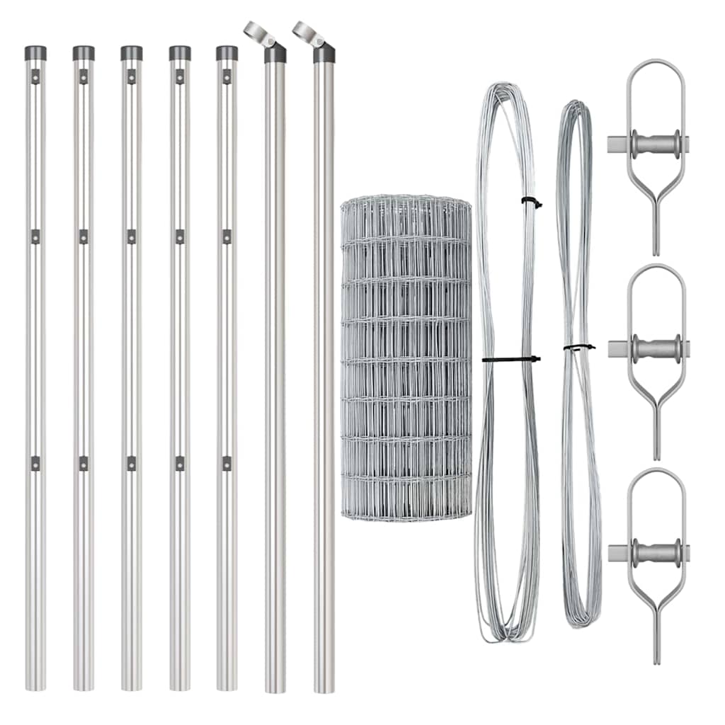 Fence with Posts Silver 0.6 x 10 m Steel