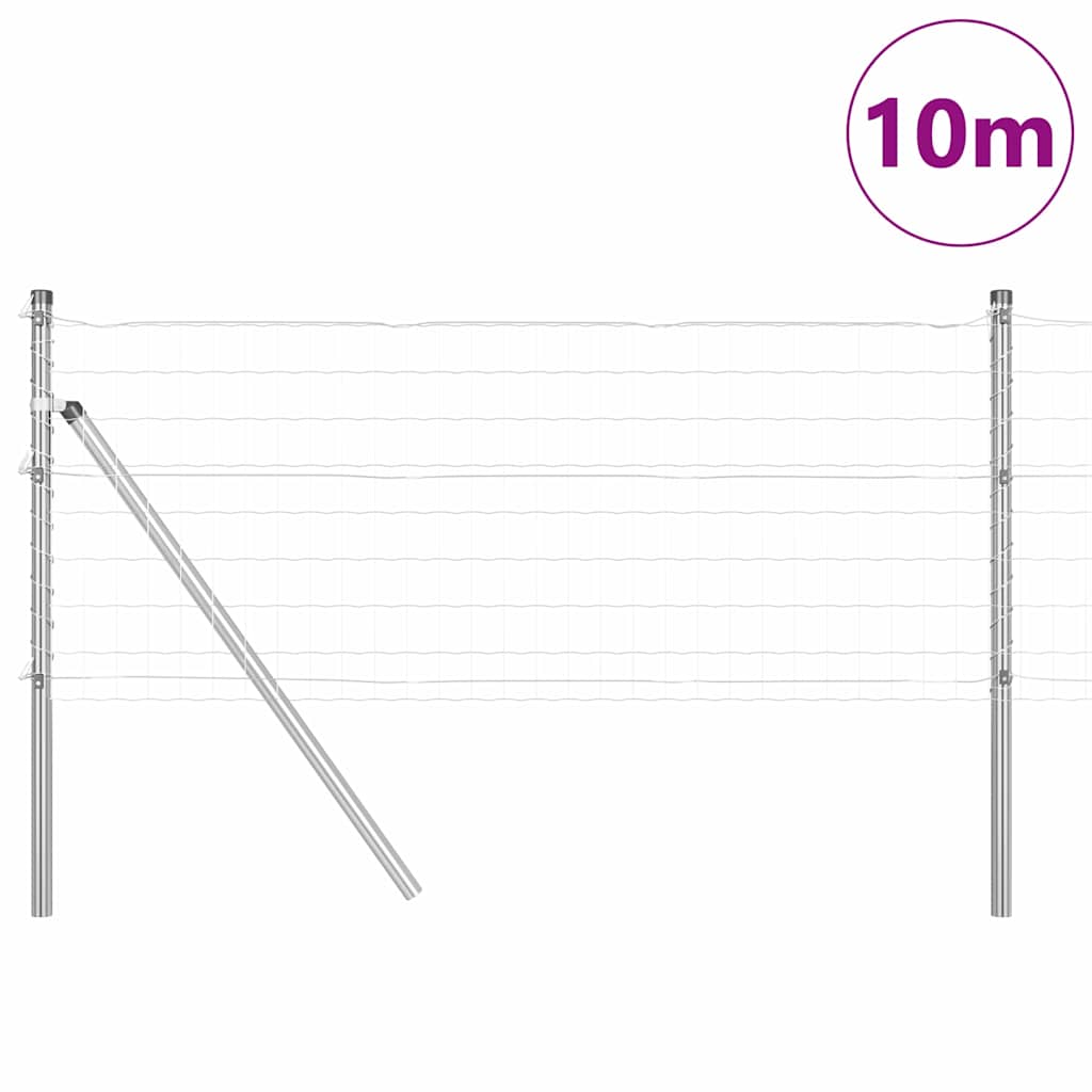 Fence with Posts Silver 0.6 x 10 m Steel
