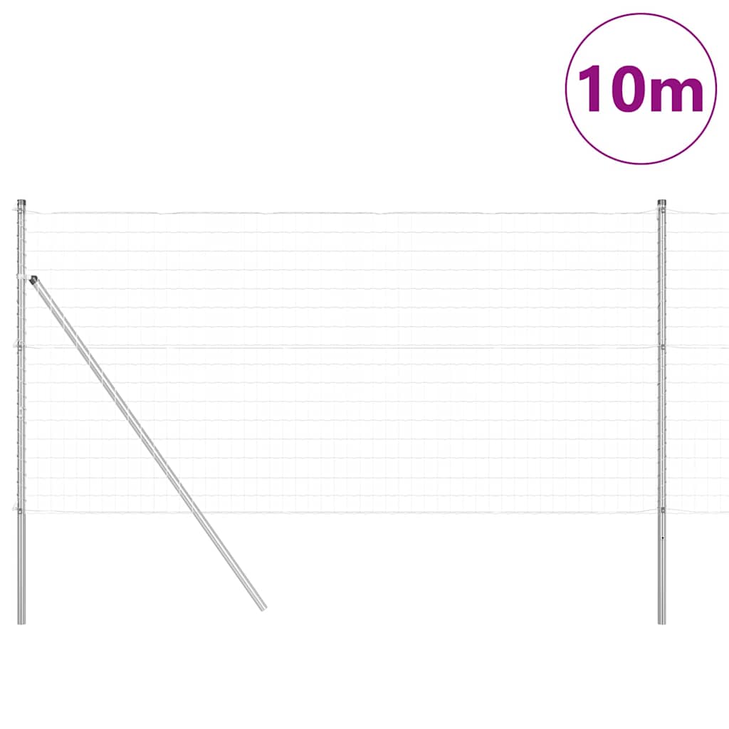 Fence with Posts Silver 1.2 x 10 m Steel