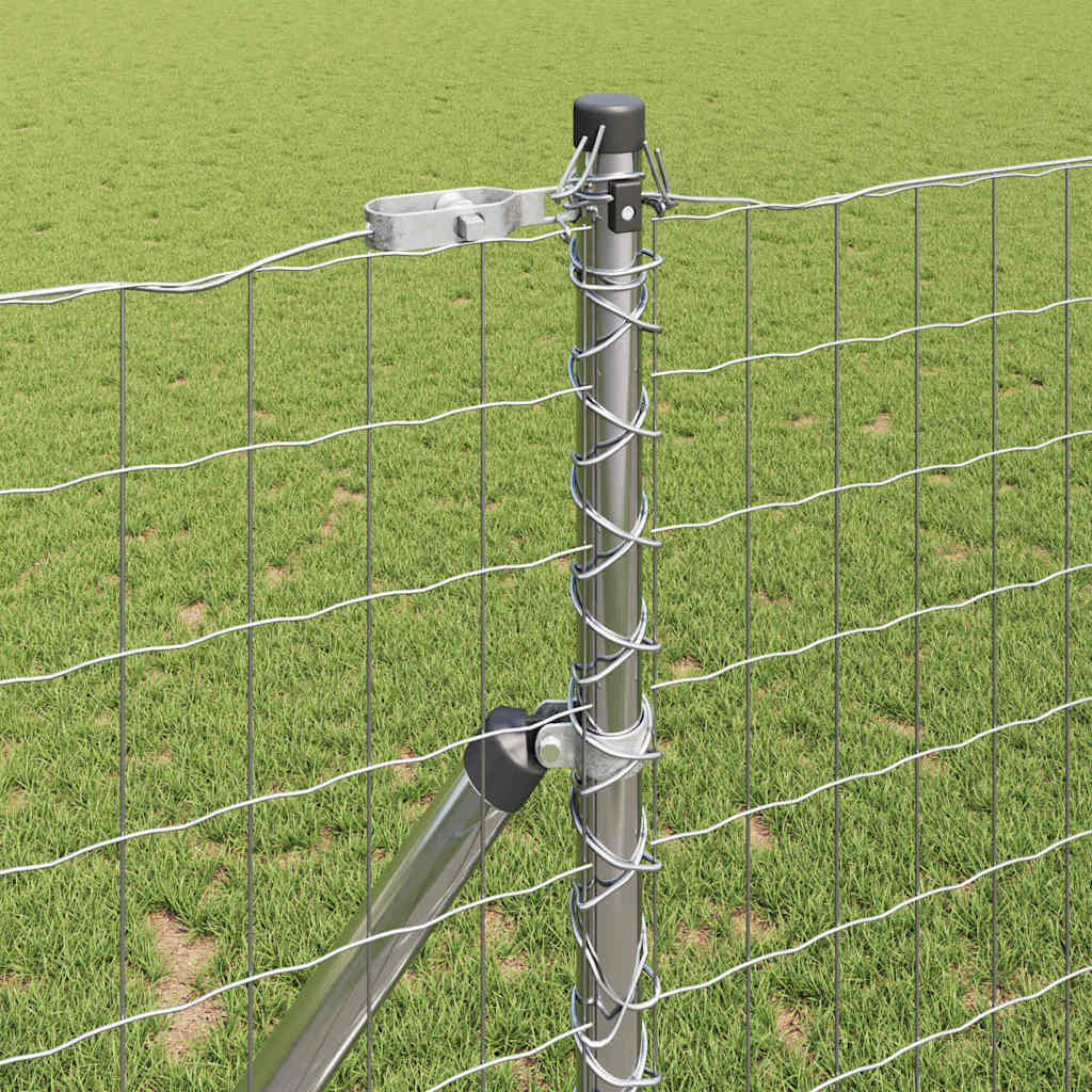 Fence with Posts Silver 1.4 x 10 m Steel