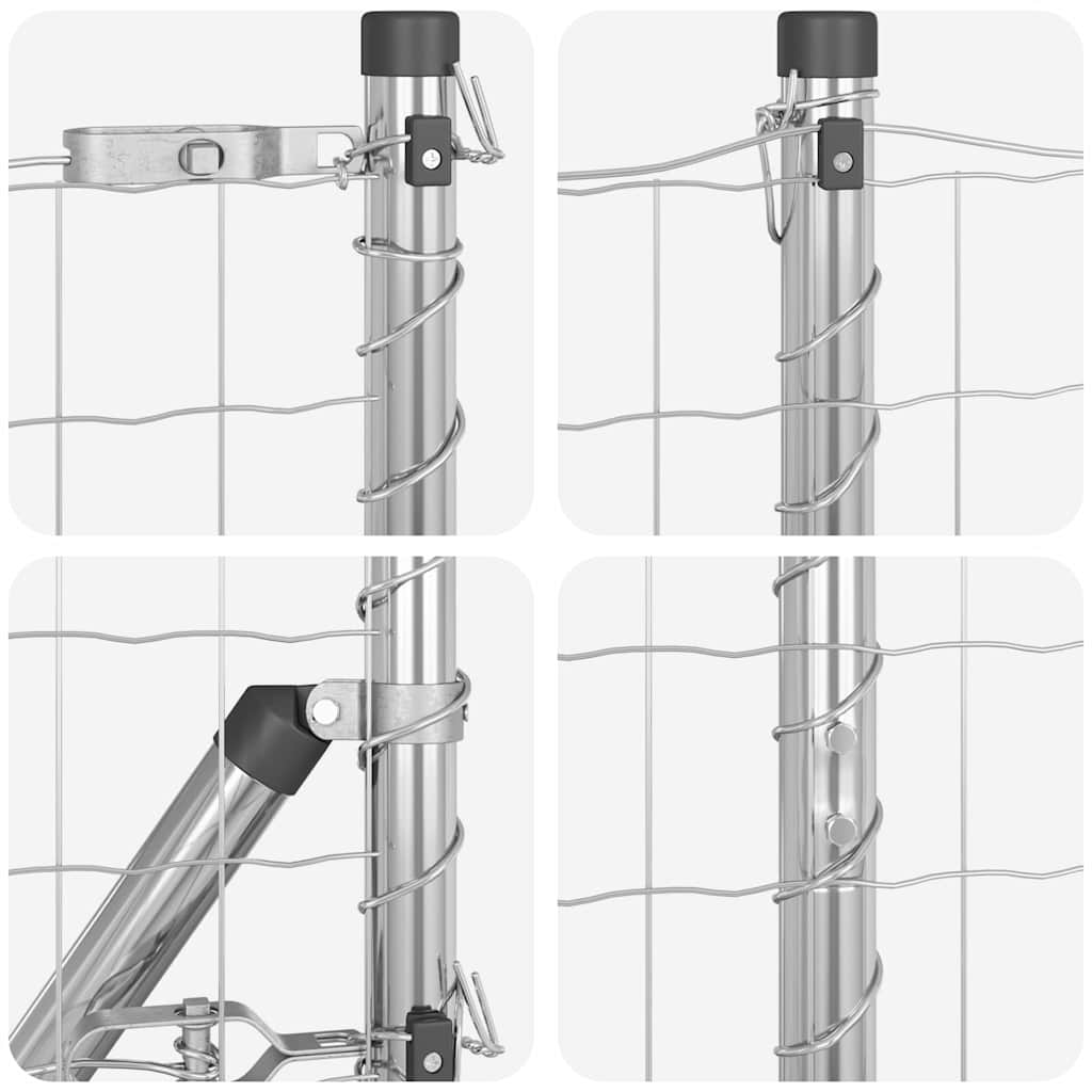 Fence with Posts Silver 1.5 x 10 m Steel