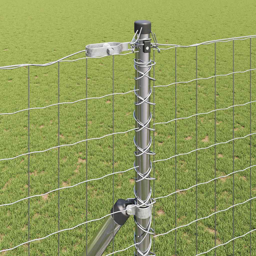 Fence with Posts Silver 1.5 x 10 m Steel
