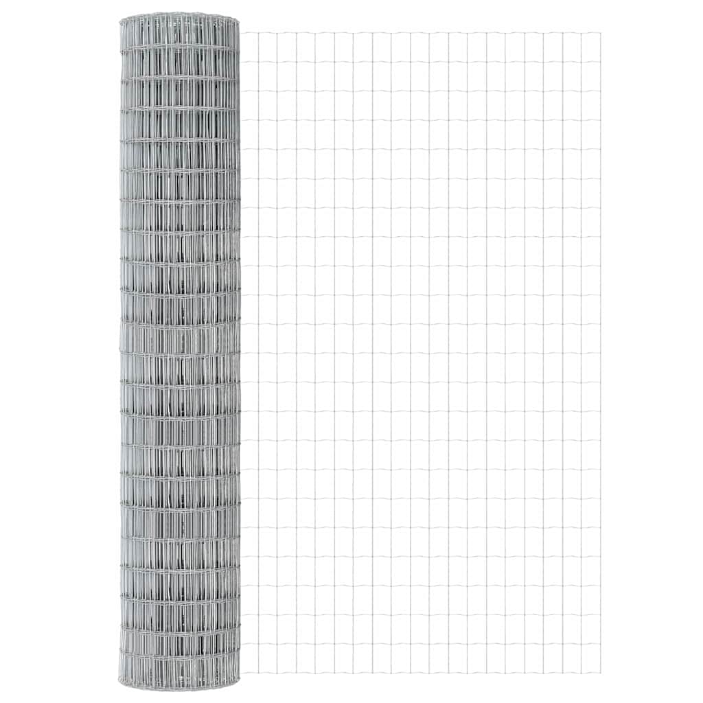 Fence with Posts Silver 1.5 x 10 m Steel