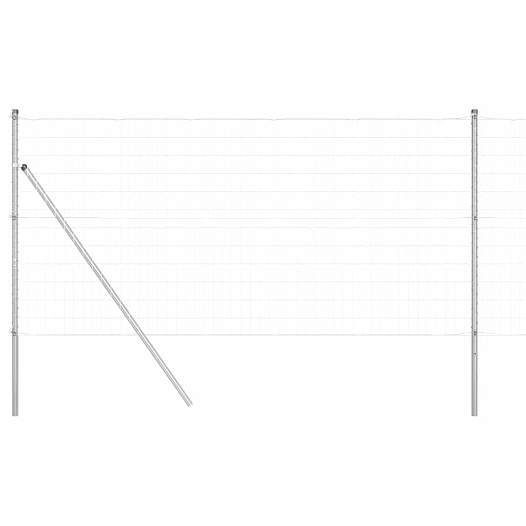 Fence with Posts Silver 1 x 10 m Steel