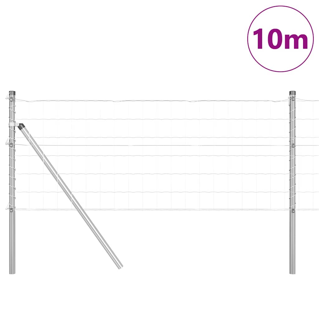 Fence with Posts Silver 0.4 x 10 m Steel