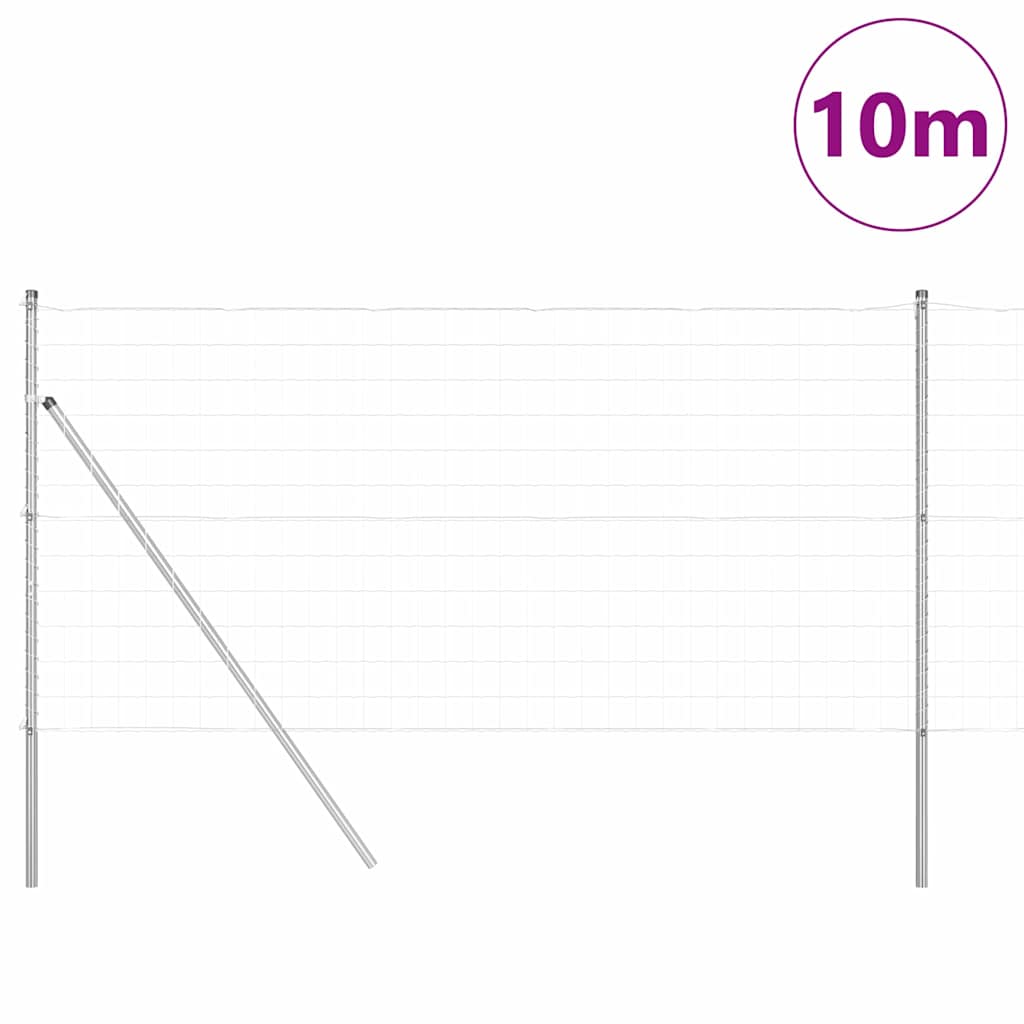 Fence with Posts Silver 1.4 x 10 m Steel