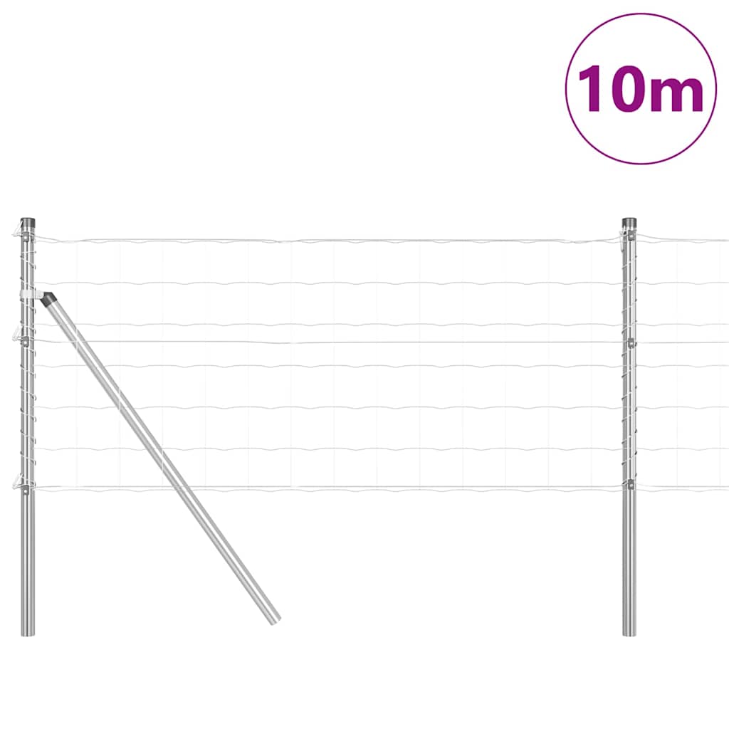Fence with Posts Silver 0.8 x 10 m Steel