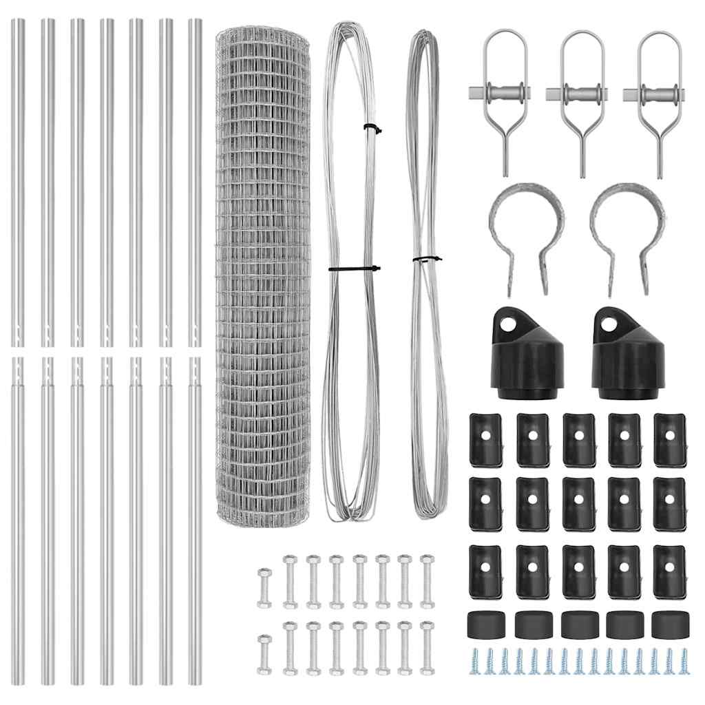 Fence with Posts Silver 1.5 x 10 m Steel