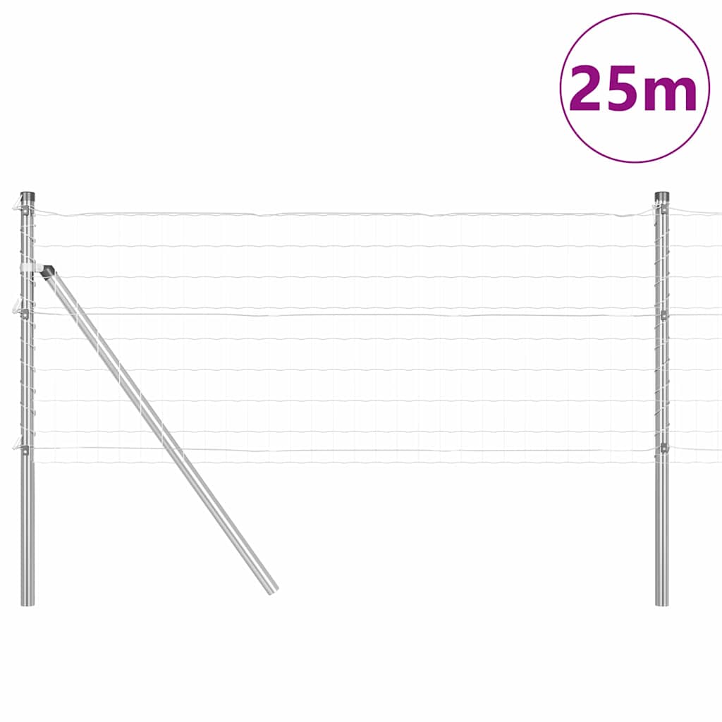 Fence with Posts Silver 0.6 x 25 m Steel