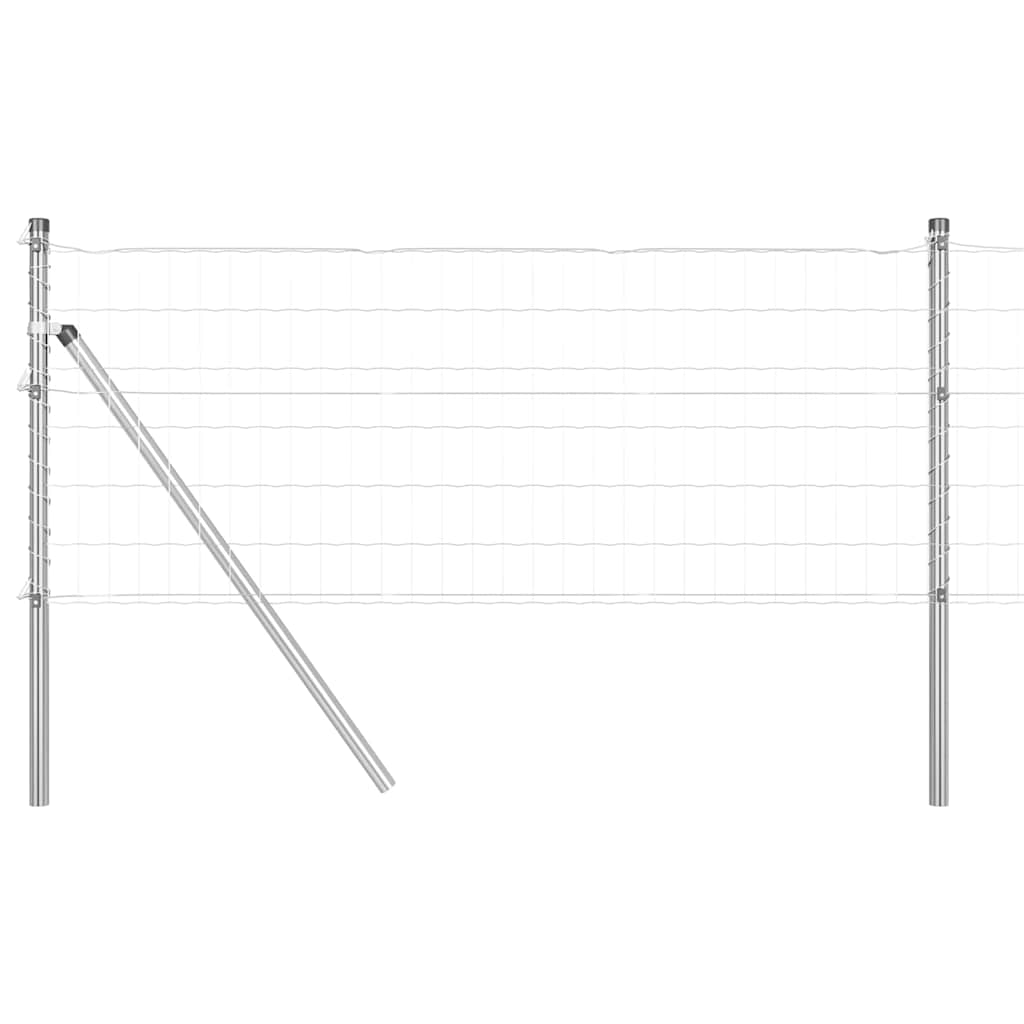 Fence with Posts Silver 0.8 x 25 m Steel