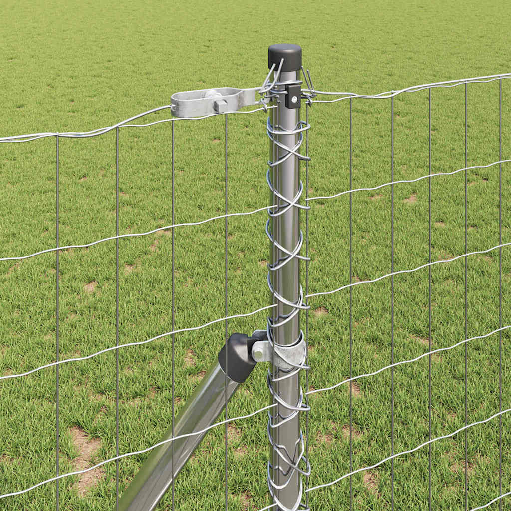 Fence with Posts Silver 1 x 25 m Steel