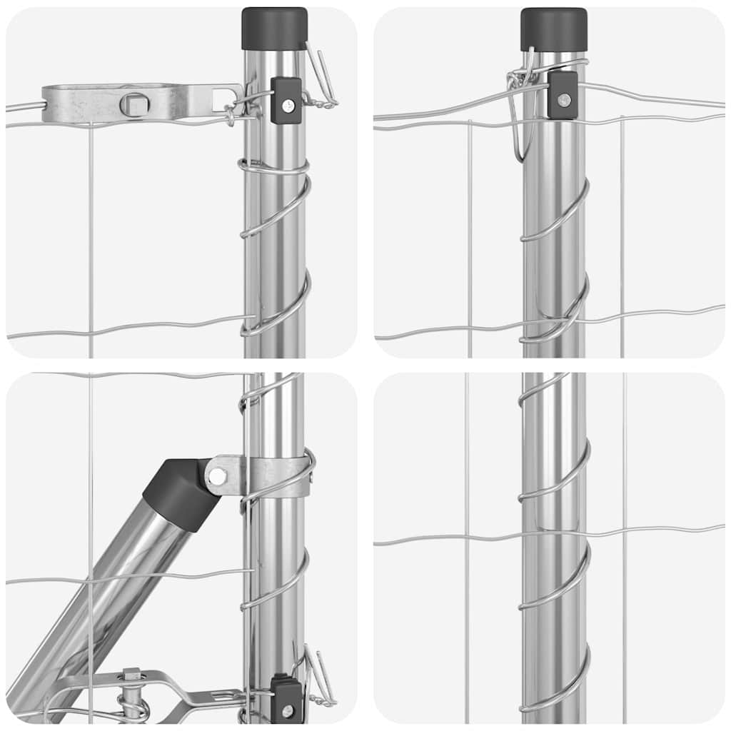 Fence with Posts Silver 0.8 x 25 m Steel
