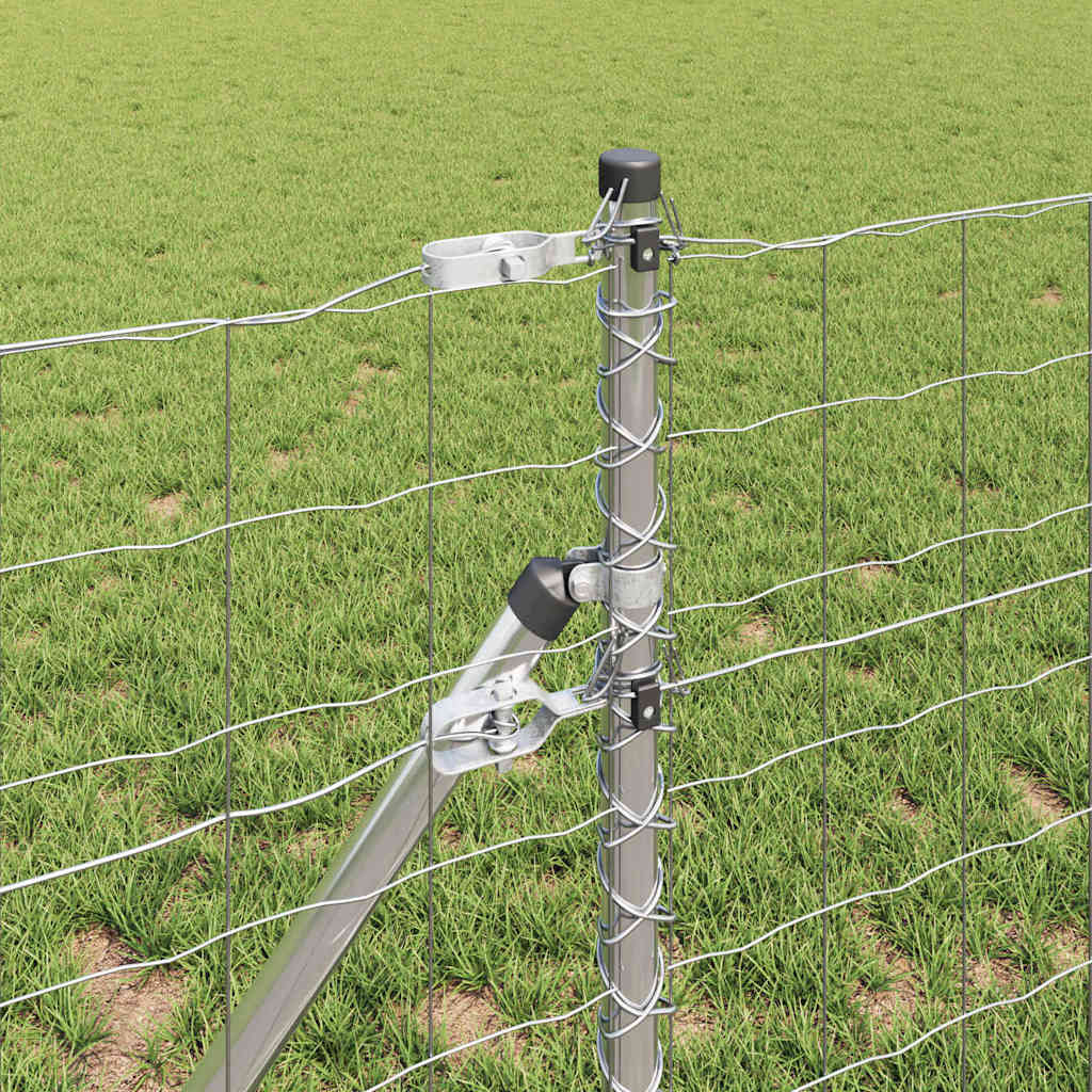 Fence with Posts Silver 0.8 x 25 m Steel