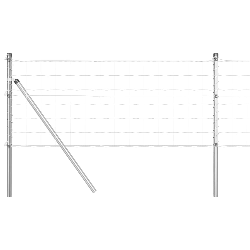 Fence with Posts Silver 0.8 x 25 m Steel