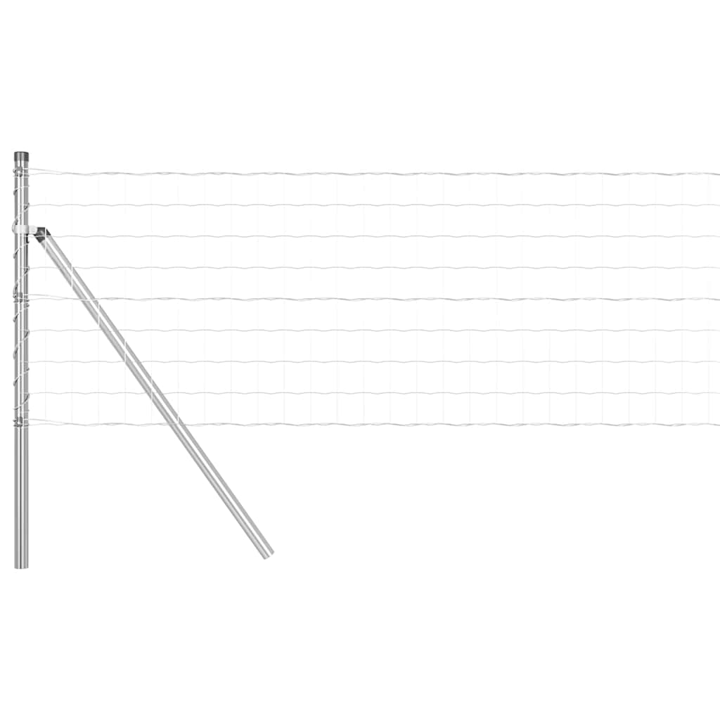 Fence with Posts Silver 0.6 x 25 m Steel