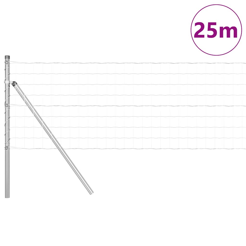 Fence with Posts Silver 0.6 x 25 m Steel