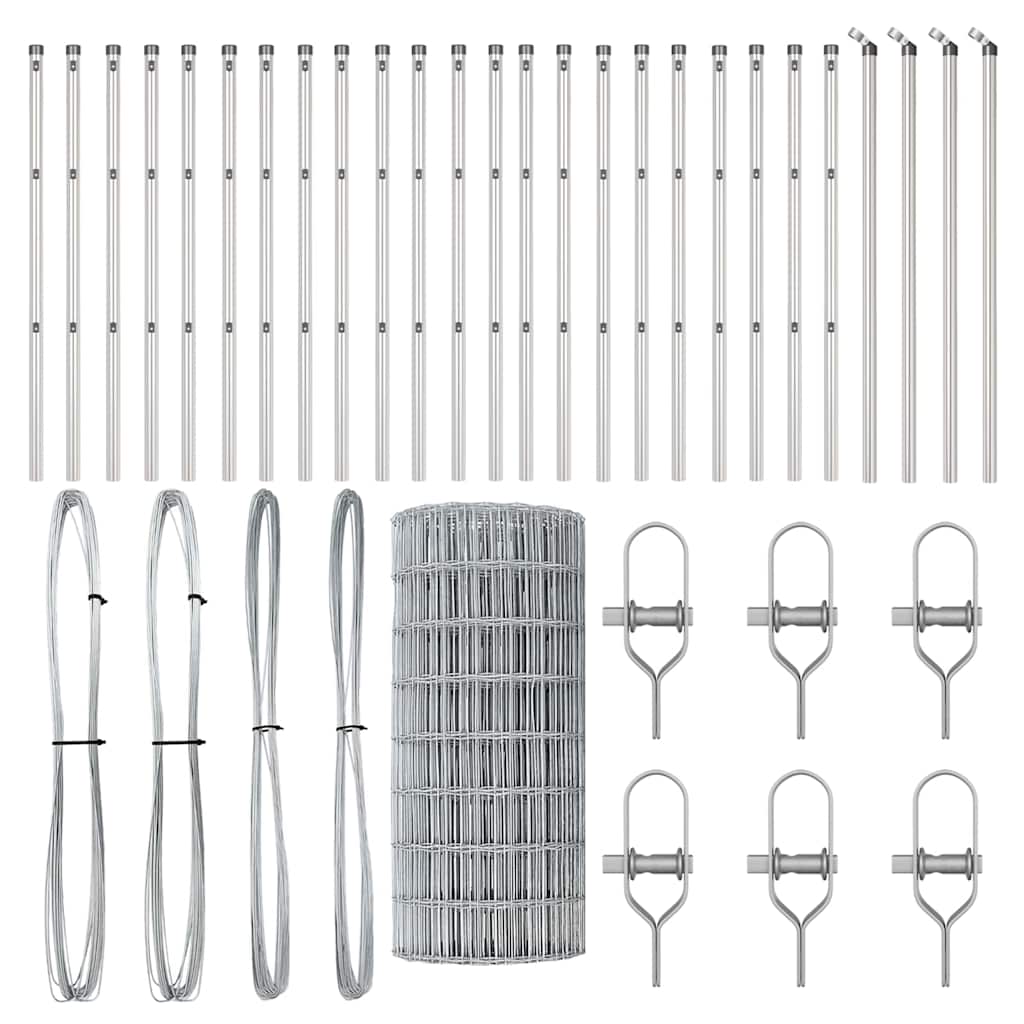 Fence with Posts Silver 0.6 x 50 m Steel