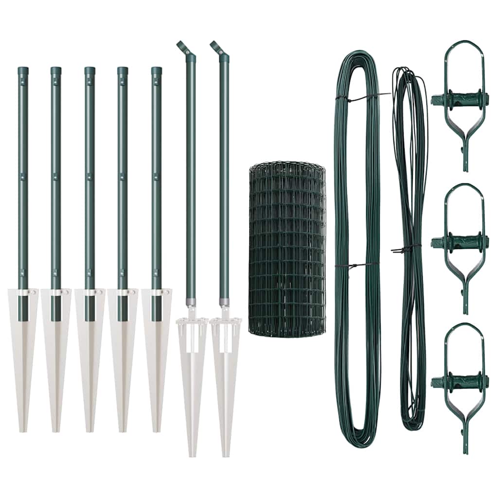 Fence with Posts Green 0.4 x 10 m Steel