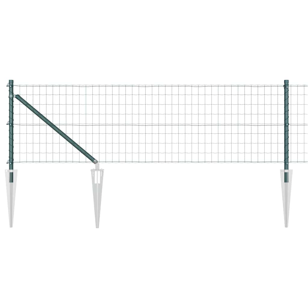 Fence with Posts Green 0.6 x 10 m Steel
