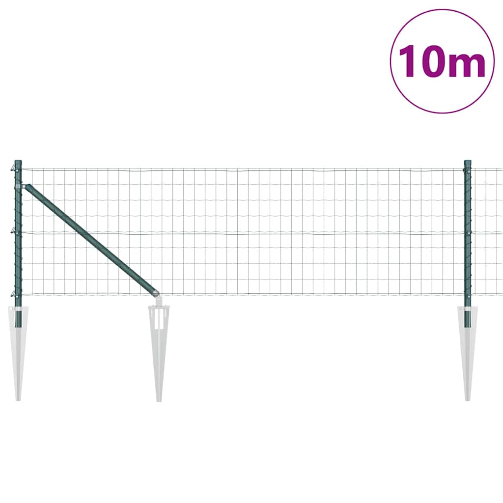 Fence with Posts Green 0.6 x 10 m Steel