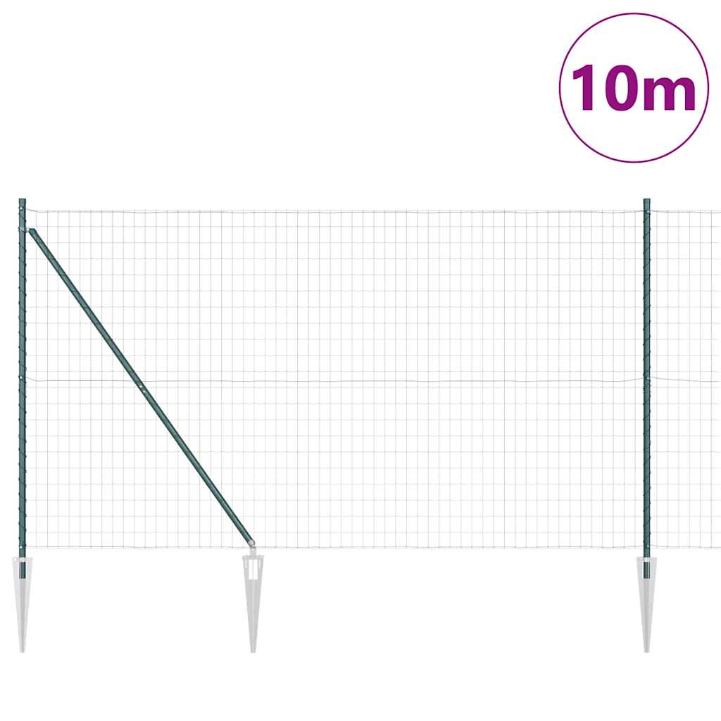 Fence with Posts Green 1.5 x 10 m Steel