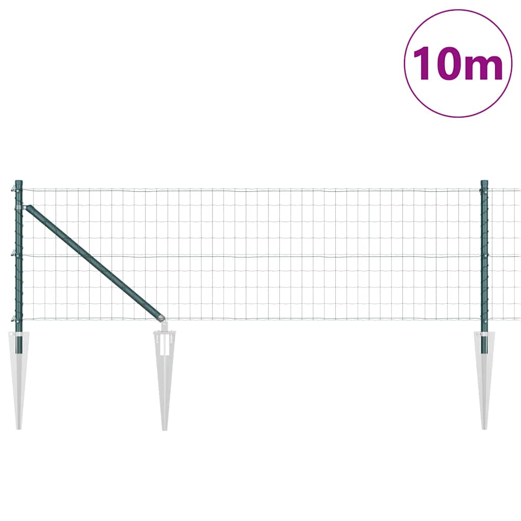 Fence with Posts Green 0.6 x 10 m Steel