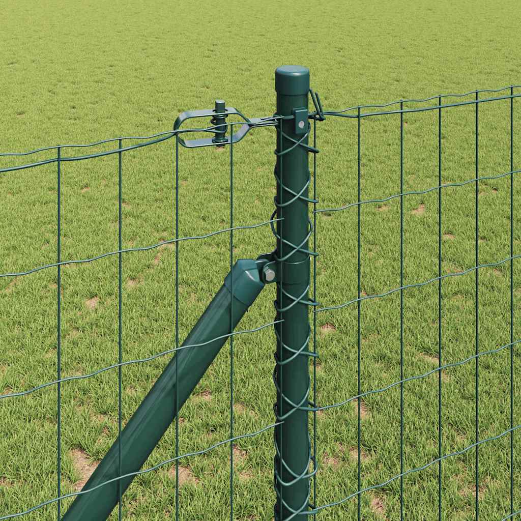 Fence with Posts Green 1 x 10 m Steel