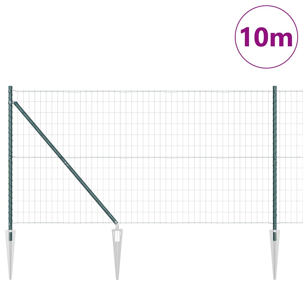 Fence with Posts Green 1.2 x 10 m Steel