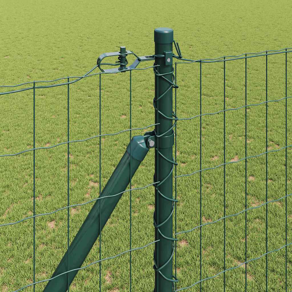 Fence with Posts Green 1.5 x 10 m Steel