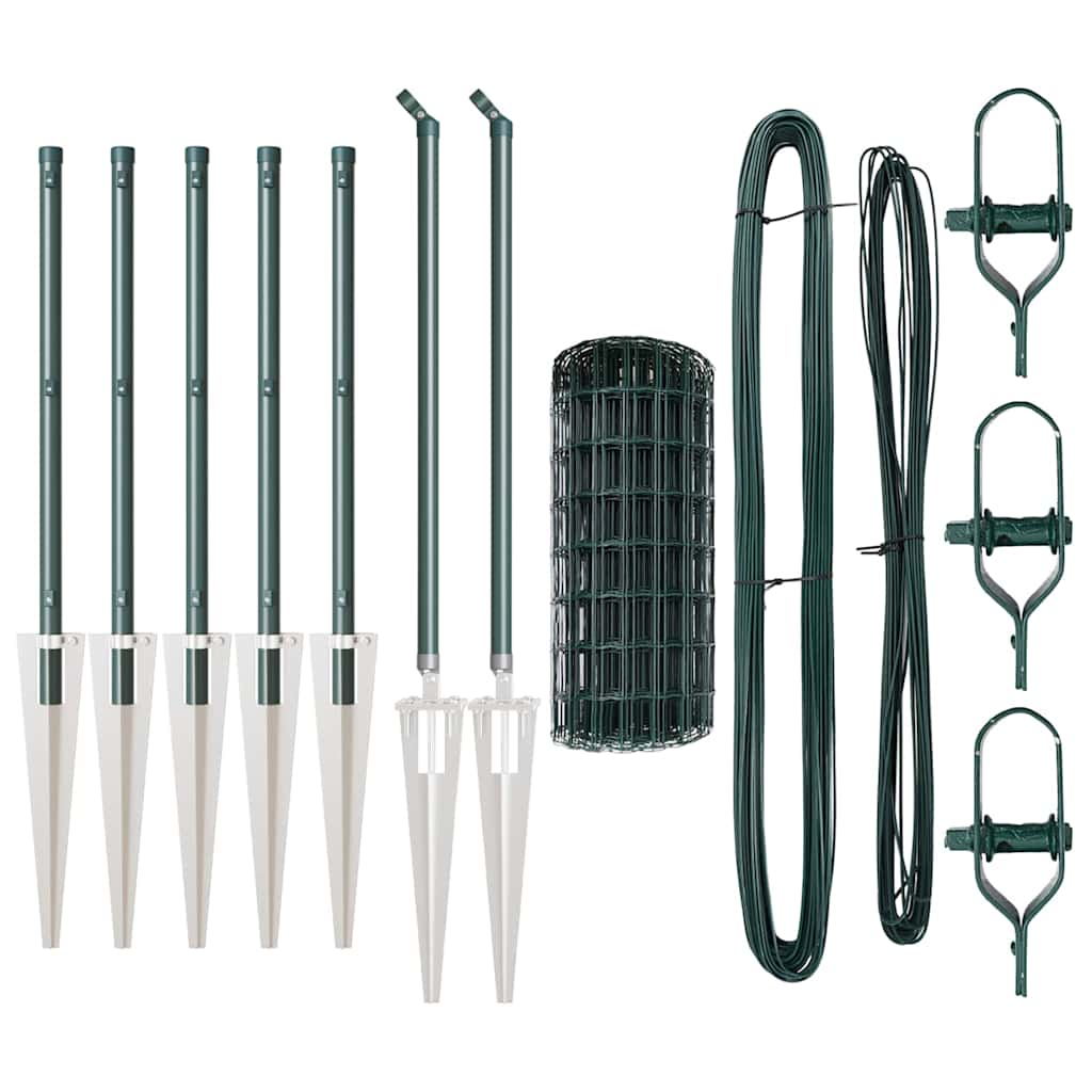 Fence with Posts Green 0.4 x 10 m Steel