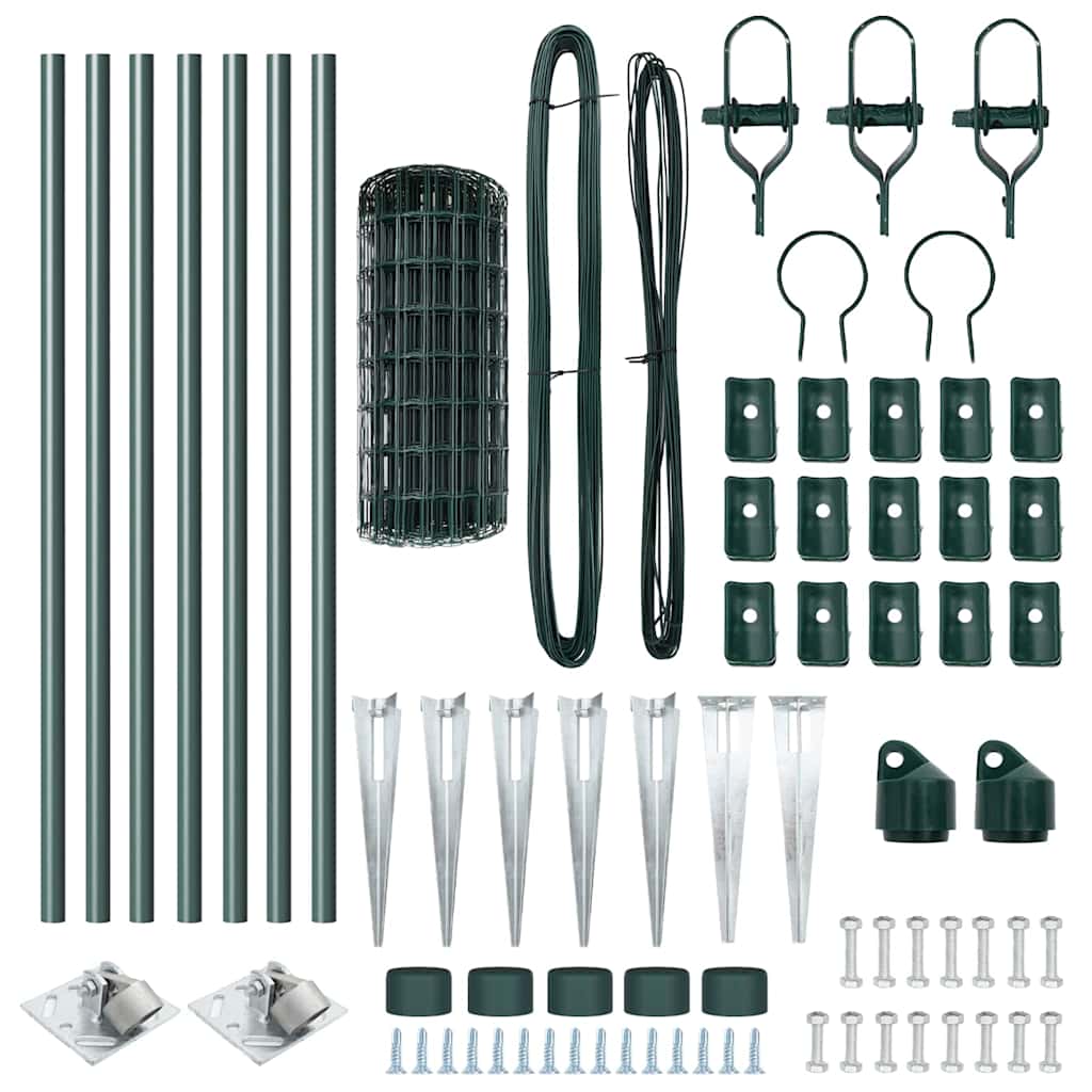 Fence with Posts Green 0.4 x 10 m Steel