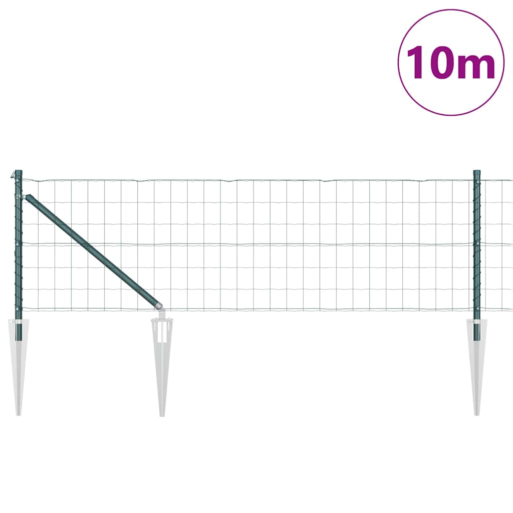 Fence with Posts Green 0.4 x 10 m Steel