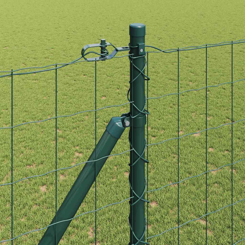 Fence with Posts Green 1.6 x 10 m Steel
