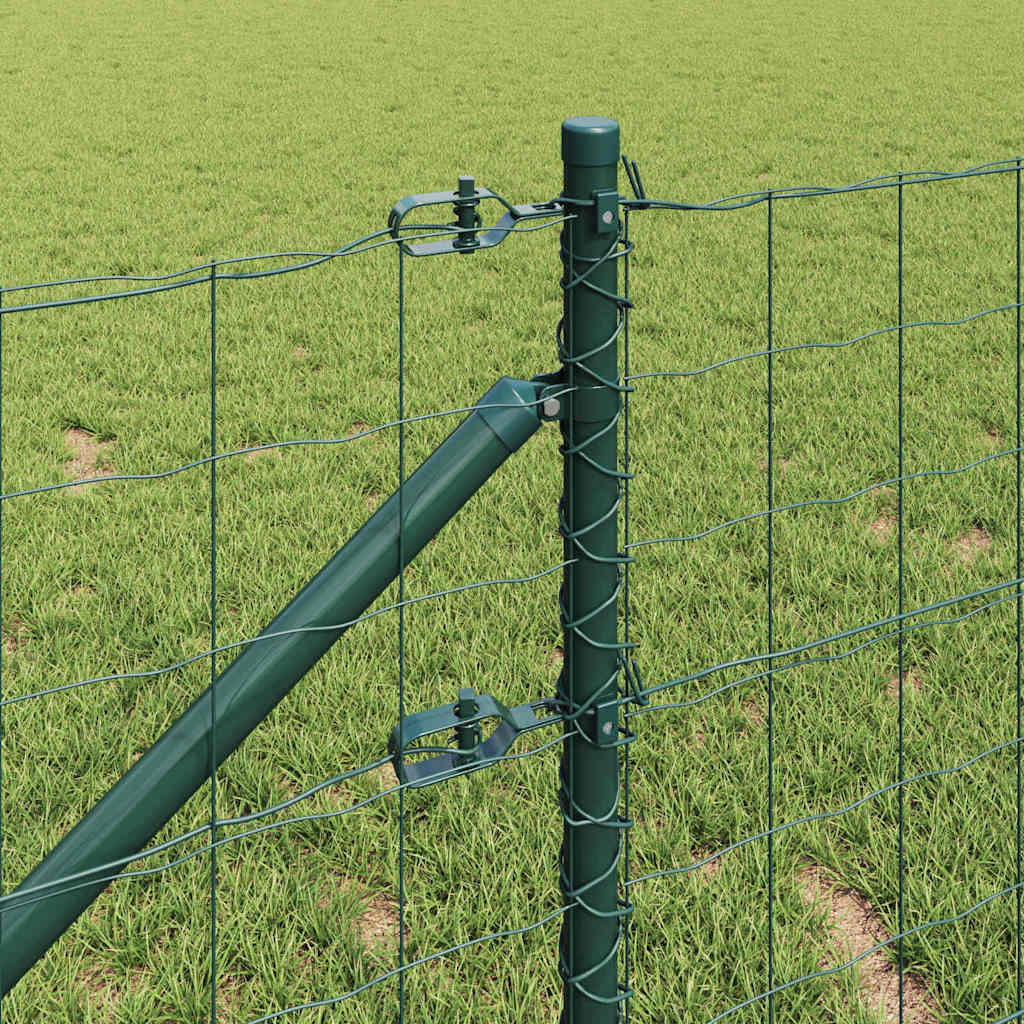 Fence with Posts Green 0.8 x 10 m Steel
